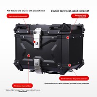 Vente en gros d'usine : Coffre de moto en alliage d'aluminium 47L grande capacité, boîte de livraison pour véhicule électrique, boîte à équipement étanche