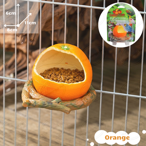Orange Pumpkin Apple Design Birds Feeder Bowl Food Feeding Cup para pequeños loros hámster - Product Image 2