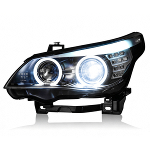 Conjunto de Faros Delanteros para <span class=keywords><strong>BMW</strong></span> E60 Serie 5 520i <span class=keywords><strong>523i</strong></span> 525i 530i 2003-2010, Ojo de Ángel, Lente de Proyector Bi-Xenón, Actualización LED DRL - Product Image 6