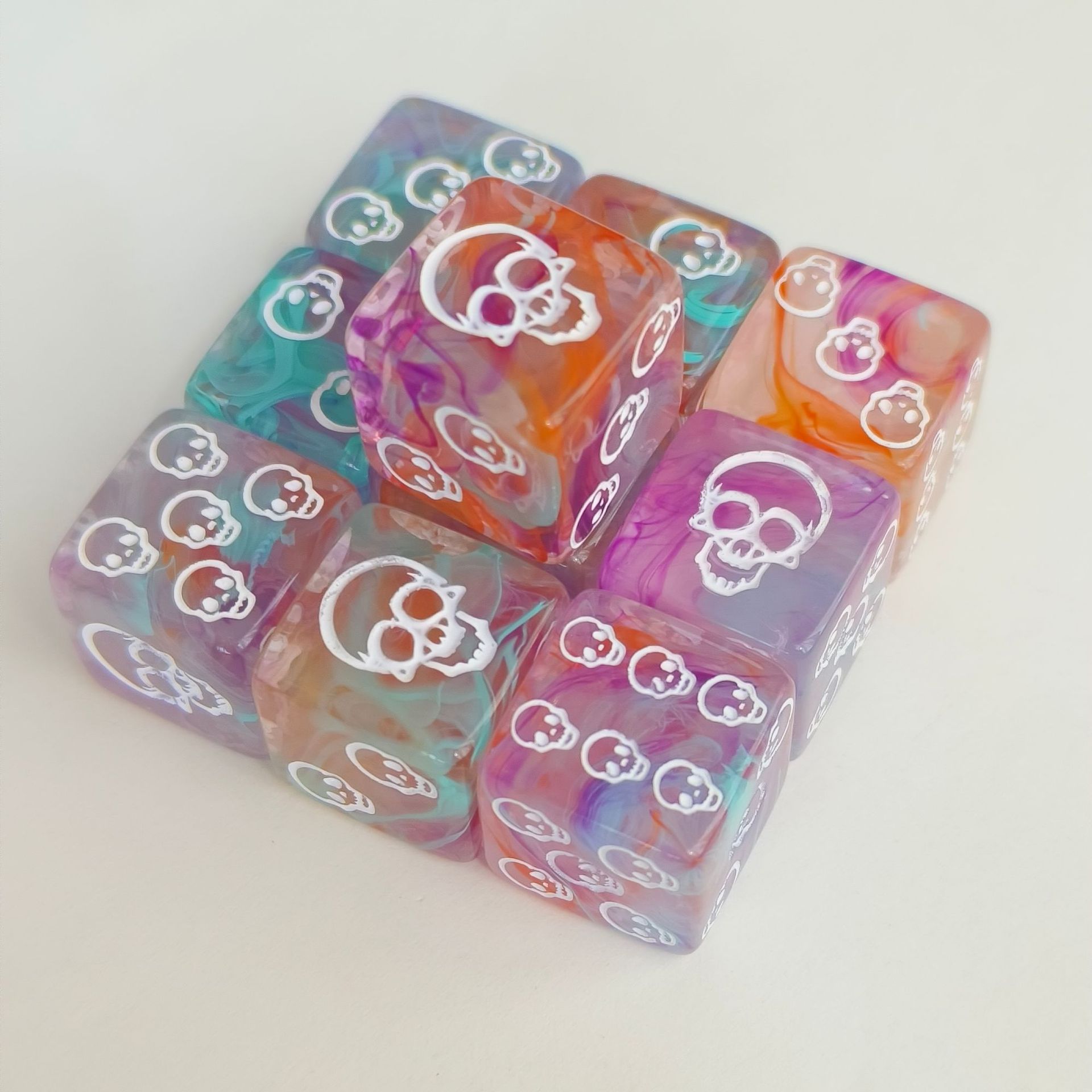 ชุด10สีฟ้าใสสีฟ้าสีส้มน้ำมันสีขาวจุด