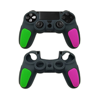 Housse de protection en silicone texturé antidérapant tricolore pour manette PS 4, poignée ergonomique, protection complète, lavable