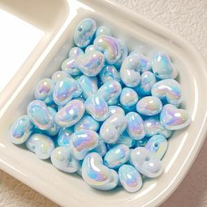 Cuentas acrílicas de agujero recto en forma de corazón brillante multicolor para DIY Cadena de teléfono móvil pulsera collar llavero Material - Product Image 4