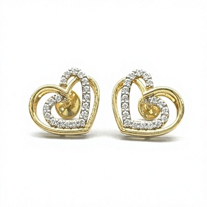<b>Heart</b> Shape 18K 14K Gold Plated <b>Silver</b> <b>Earrings</b> with Round Brilliant Cut CVD Diamonds Fine Jewelry <b>Earring</b> Stud Gift for Women - Product Image 1