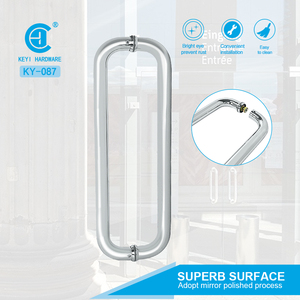 Salle <span class=keywords><strong>de</strong></span> bain noir mat tube rond tube carré dos à dos en acier inoxydable tirer <span class=keywords><strong>poignée</strong></span> douche <span class=keywords><strong>poignée</strong></span> <span class=keywords><strong>de</strong></span> <span class=keywords><strong>porte</strong></span> en verre - Product Image 4