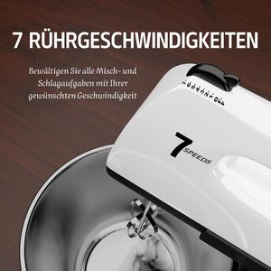 Batteur à gâteau électrique portatif 7 vitesses, mélangeur de pâte de table, fouet à œufs en acier inoxydable haute capacité - Product Image 5