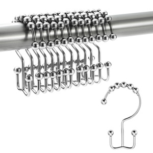 Thời Trang Thép Không Gỉ Chống Gỉ Chống-Mùa Thu Đôi Đầu Vòi Hoa Sen Rèm Móc Với Bóng Mang Thiết Kế 12Pcs Phòng Tắm Móc - Product Image 4