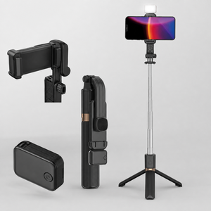 Trépied en acier inoxydable JC-02S avec lumière LED intégrée, poignée à rainure droite extensible de 985 mm - Product Image 3