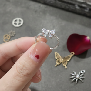 Vendita calda titanio Vintage Punk ragazze anelli di tendenza moda dichiarazione ragno farfalla fiore perla rosa placcato oro all'ingrosso - Product Image 3