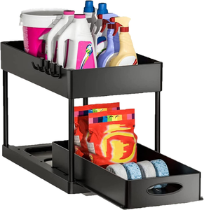 Nouveau sous-armoire coulissante <span class=keywords><strong>panier</strong></span> organisateur <span class=keywords><strong>coulissant</strong></span> sous armoire organisateur 2 niveaux sous évier organisateurs pour salle de bain <span class=keywords><strong>cuisine</strong></span> - Product Image 1