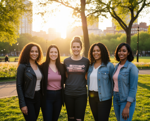 Maglietta da donna in cotone con scollo rotondo, vestibilità ampia, per tutte le stagioni, con design 'Girl Power' e messaggio 'Empowered Women Empower Women' - Product Image 2
