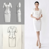 Ensembles de costumes pour femmes, vêtements de bureau pour femmes, robe formelle en polyester blanc, vêtements de carrière, OEM ODM