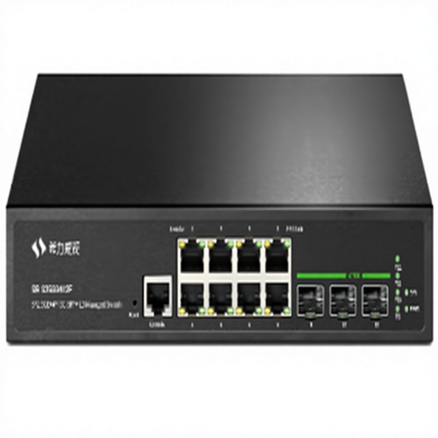 Factory Price SR-S25G3412FPB 8*2.5GE(PoE)+4*10G SFP L3 SNMP Managed 802.3bt PoE Switch with 8Port PoE 380W QoS