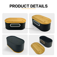 JYB High-End voedselveilige ovale blikken brooddoos, stevige blikken cake-, koekjes- en sandwichhouder met natuurlijke bamboe deksel