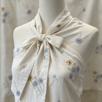 Tissu TC A076 bleu-jaune à motif pissenlit pour Hanfu et robes
