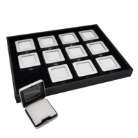 Boîte de rangement noire en métal avec fermeture à bouton-poussoir pour pierres précieuses, présentoir multi-compartiments pour diamants en vrac, organisateur de pierres avec fenêtre transparente