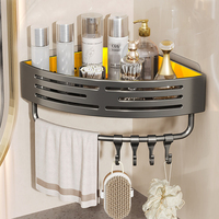 Étagère d'angle murale moderne en acier au carbone pour salle de bain d'hôtel, organisateur étanche sans perçage