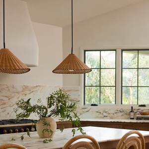 Japanese Wabi Sabi Style Rattan Pendant <b>Light</b> E27 LED Round Chocolate For Living Room <b>Dining</b> Room Bedroom Study - Product Image 3