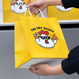 Bolsas de Papel Kraft Desechables, Reciclables, Biodegradables y Ecológicas con Logotipo Impreso Personalizado para Empacar Comida, Pollo Frito y Comida para Llevar - Product Image 1
