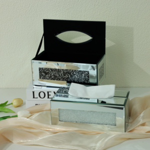 Boîte de mouchoirs en papier or de luxe conteneur décoratif pour la maison supports de voiture couverture en métal papier verre acrylique cristal - Product Image 4