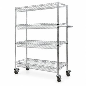 Chariot de tri à deux niveaux avec roues silencieuses pour la collecte, la distribution et le manutention des colis express dans l'entrepôt logistique, pour - Product Image 1