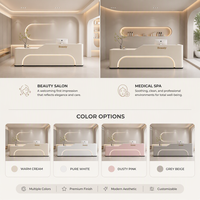Comptoir de réception moderne en bois peint avec éclairage LED pour entreprise, salon de beauté, hôtel, école, comptoir commercial