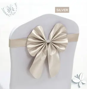 银色氨纶腰带蝴蝶结缎面婚礼酒店派对装饰椅系带