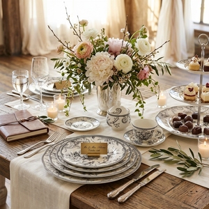 Elegante Juego de Platos de Cerámica con Diseño en Blanco y Negro, 8, 10.5 y 12 Pulgadas, Vajilla Decorativa de Porcelana para Fiestas y Eventos - Product Image 2