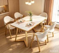 Ensemble Table et Chaises de Négociation et de Café Luxe Léger, Rectangulaire, Moderne, Durable, Écologique, Facile à Nettoyer, Idéal pour Petites Familles