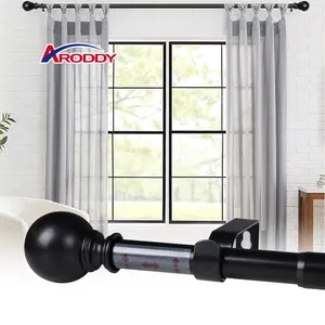 ARODDY-Soportes ajustables de acero al carbono de 48 "a 84", barras de cortinas resistentes para divisor de habitación, juego de barras de cortina negras para ventanas