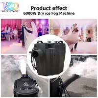 Machine à brouillard électrique à glace carbonique basse 6000W en acier inoxydable pour mariage, scène, fête, avec boîtier de buse de tuyau, contrôle manuel 2 canaux, portée 250m