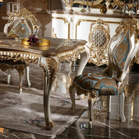 Ensemble de meubles de salle à manger de haute qualité, sculpté à la main, Table à manger royale, avec meuble Buffet Royal, 6 pièces, 100%
