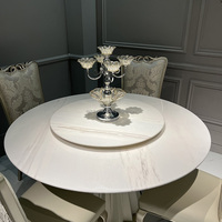 Ensemble de table à manger ronde de luxe Foshan avec plateau en marbre de 1,35 m et plateau tournant de 0,8 m, table et chaises de style américain moderne