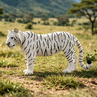 Modèles de faune sauvage en PVC massif de haute qualité, tigre rouge et blanc en gestation, pour l'exportation, décorations de zoo, jouets à assembler