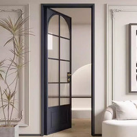 DEEZON - Puertas Francesas Corredizas Modernas de Aluminio y Vidrio para Interiores, con Arco, para Dormitorio y Sala de Estar