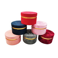 Boîte à chapeau ronde en velours de luxe personnalisée avec poignée en ruban de satin, bord intérieur doré, emballage cadeau rigide pour cadre photo, bougie