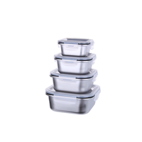 Easylife – Boîte alimentaire carrée hermétique en acier inoxydable de qualité alimentaire, 4 tailles différentes, pour la maison et la cuisine