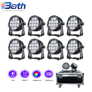 ไฟเวทีไร้สายกันน้ำ แบตเตอรี่ในตัว 12x18W RGBWA UV 6in1 LED PAR ควบคุมผ่าน DMX และแอพพลิเคชั่น สำหรับงานดีเจและงานแต่งงาน - Product Image 1