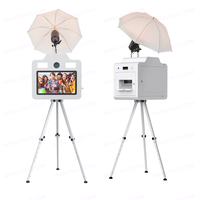 Cabina de Fotos con Monitor Táctil de 21.5 Pulgadas y Trípode, con Luz LED de Relleno, para Alquiler en Eventos, Caja Metálica