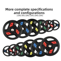 Disques de poids colorés en acier moulé revêtus de caoutchouc, design à trois trous, équipement d'entraînement de préhension pour femmes