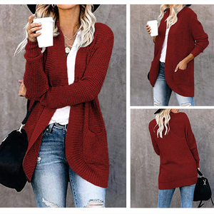 Wholesale <strong>Ladies</strong> Winter <strong>Cardigans</strong> Thick <strong>White</strong> Plus Size Long Pocket Solid Color Women Chunky Knit <strong>Cardigan</strong> Sweater - Product Image 5