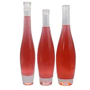 Bottiglia di vetro per liquore da bowling fantasia pesante da 500ml 750ml all'ingrosso per liquore 375ml con tappo in legno morbido