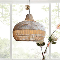 Suspension en jonc de mer au design moderne fait à la main Abat-jour tressé naturel Plafonnier Lustre en osier de bambou Lampe tressée