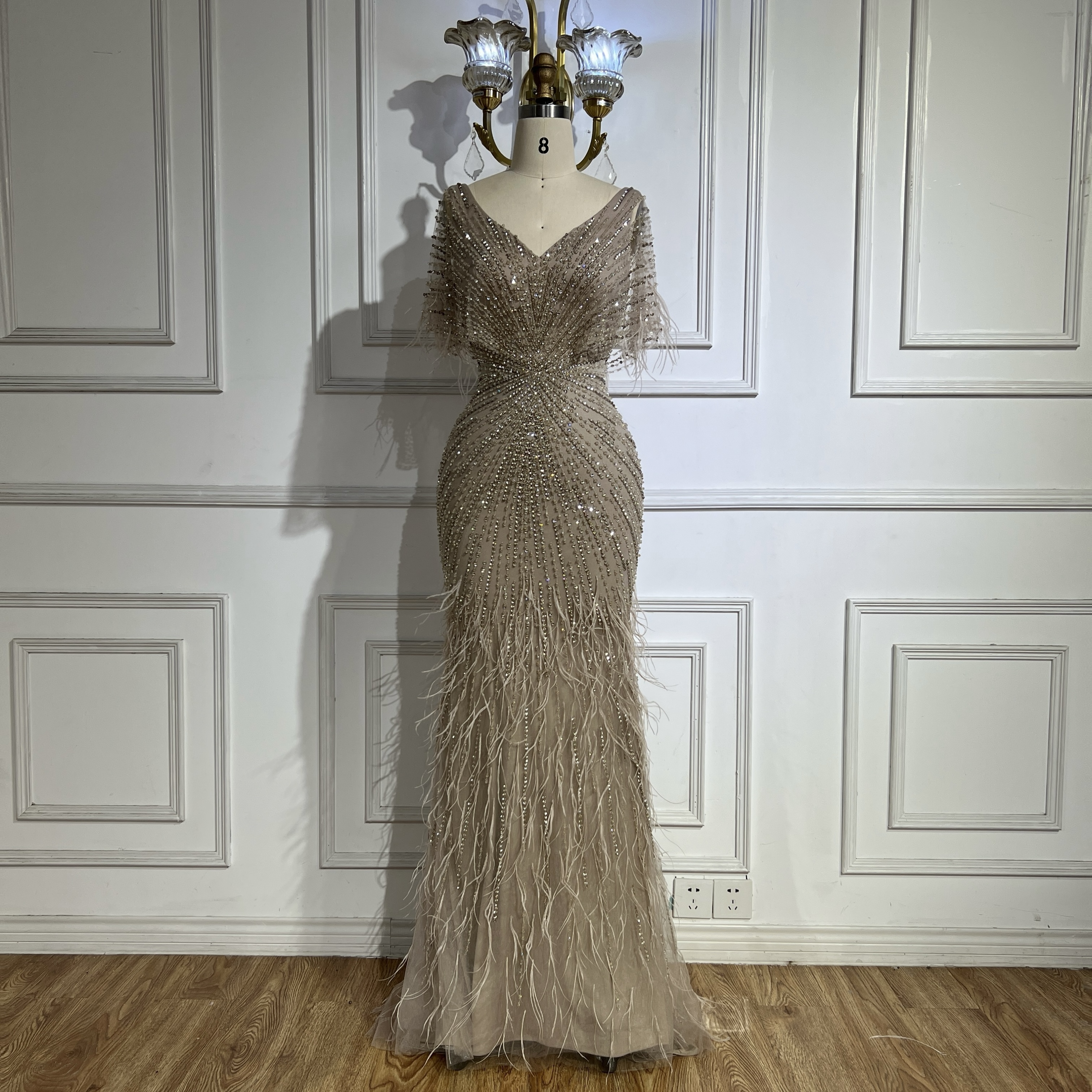 green dress with feathers Leslie Bottle Green Long-Sleeve Twisted Split Maxi Dress – Club L London main image 1