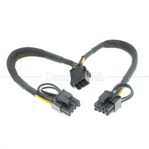 Sleeved 18AWG Pure Cooper Y Splitter 6 Pin to Dual 8 Pin 6+2 PCI Express Power Adapter Extension PCIe Cable for GPU