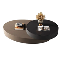 Table basse ronde à bout réglable Meubles en acier inoxydable Double table basse rotative moderne de luxe en laiton pour le salon