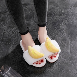 New <strong>Wool</strong> Shearing One Home Cotton Thick-soled Shoes Non-slip Thick Warm Winter Soft Bottom Rabbit Hair Fruit Type <strong>slippers</strong> - Product Image 2