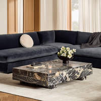 Table basse rectangulaire Cammy Stone Cosmic Gold Marble Low Plinth pour salon, mobilier multifonctionnel de luxe pour la maison