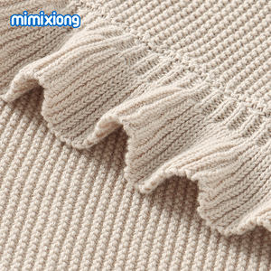 Coperta personalizzata per neonati in maglia 100% cotone con volant coperta Swaddle per neonati - Product Image 3