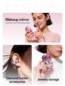 Auricolari <span class=keywords><strong>Bluetooth</strong></span> M186 a Forma di Cuore con Clip Aperta, Fibbia con Diamanti e Specchio per il Trucco, Regalo di San Valentino per Donne - Product Image 3