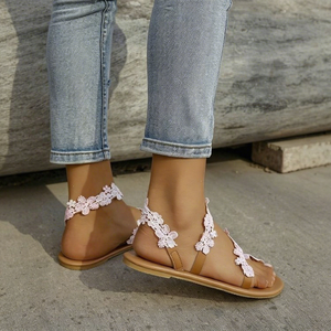 Iridescent Butterfly <b>Ankle</b> <b>Strap</b> <b>Flat</b> Sandals Women Open Toe Clip Toe Bohemian Summer Beach <b>Shoes</b> - Product Image 2